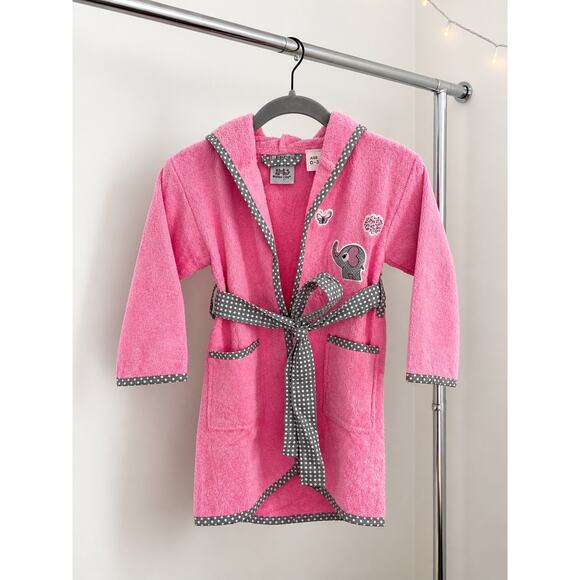 other Other - Baby Pink Bathrobe 100% Cotton Hooded Elephant Soft Robe 0-3 Months